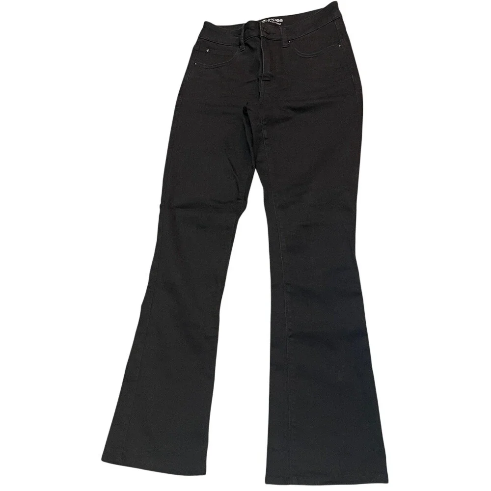 Maurices Everflex High Rise Flare Jeans Black Wash Womens Size 4 Long